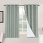 H.VERSAILTEX Linen Blackout Curtains 63 Inches Long 100% Blackout Thermal Insulated Textured Linen Look Curtain Draperies Anti-Rust Grommet, Energy Saving with White Liner, 2 Panels, Green Bay