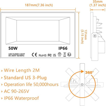 MELPO Led Flood Light 500W Equivalent, RGBW Led Outdoor Lights Colored Floodlight with Remote,50W,5000ML 2700K,120 Colors, Timing, Dimmable, Custom Modes, Landscape Lighting (2 Pack)
