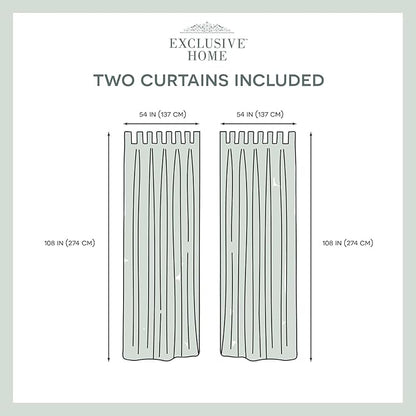 Exclusive Home Cabana Solid Indoor/Outdoor Light Filtering Hook-and-Loop Tab Top Curtain Panel Pair, 54"x108", Vanilla