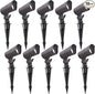 E ENERGETIC LIGHTING LED Landscape Lights with Connectors, 12V Low Voltage, Warm White 3000k, 4W, 175LM, Outdoor Waterproof Garden Pathway Lights Wall Tree Flag Spotlights with Spike Stand, 10 Pack