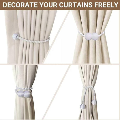 Hion Magnetic Curtain Tiebacks White 4 Pack, Curtain Tiebacks Buckles Holdbacks Holders Hooks Clip for Home Bedroom Office Decorative Thick or Thin Curtain