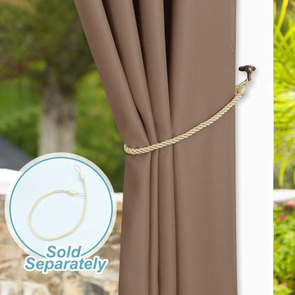NICETOWN Outdoor Blackout Curtain for Patio Waterproof, Thermal Insulated Silver Rustproof Grommet Top Blackout Indoor Outdoor Curtain/Drape for Cabana, 1 Panel, W52 by L95, Tan