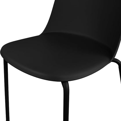 2xhome Modern Stackable Armless Dining Chair, Plastic Shell Seat with Metal Legs for Indoor Outdoor Home Kitchen Patio Cafe, Black