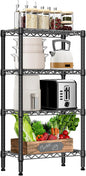 1000 lbs 4 Tier Shelf Metal Storage Shelves Wire Rack Closet Organizers with PP Board for Garage Kitchen Bathroom Laundry Black 11.8" D x 21.7" W x 39.5" H