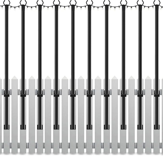 10 Pack String Light Poles,5Ft Light Poles for Outside String Lights,Outdoor Lights Pole with Fork,Metal Poles Stand for Patio Deck Backyard