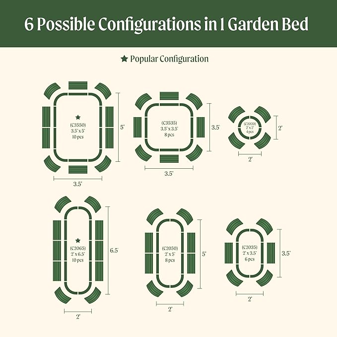 Vego garden Raised Garden Bed Kits, 17" Tall 6 in 1 Modular Metal Raised Planter Bed for Vegetables Flowers Patio Ground Planter Box-Olive Green