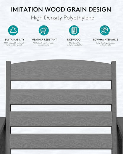 SERWALL 6 Pieces Outdoor Patio Bar Set with 9ft Umbrella, Outdoor HDPE Barstool and Table Furniture Set with Patio Umbrella, Gray