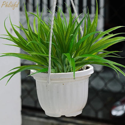 16Pcs Artificial Grass Fake Plants 17.3in 16 Leaves Outdoor Fake Grass UV Resistant Greenery Plastic Plants for Home Window Garden Patio Hanging Planter Pathway Front Porch Décor Green