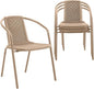 VINGLI PE Rattan Outdoor Dining Chairs Set of 4, Plastic Stackable Patio Chairs for Indoor, Porch, Restaurant, Garden,Champagne
