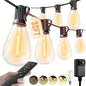 luckystyle 30FT LED Outdoor String Lights with Remote, 10+ 1 Shatterproof Bulbs Waterproof and Dimmable Patio Lights for Porch, Garden, Backyard, Deck, Balcony, 2200K Hanging Lighting