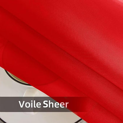 SpaceDresser Waterproof Outdoor Sheer Curtains for Patio - 4 Panels Rod Pocket Indoor Voile Sheer Curtain for Living Room,52W x 120L inch,Red