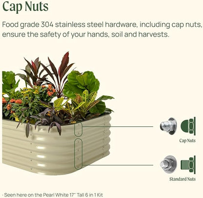 Vego garden 17" Tall 42" Round Raised Garden Bed Metal Raised Bed Planter Box for Vegetables Flowers Patio, Olive Green