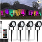 20W Outdoor RGB LED Spotlights 4 Pack, 120V 1000lm with Remote & Transformer, 12 Colors 19 Modes, IP65 Waterproof 46.5ft Cord, Landscape Lights for Yard Garden Christmas Halloween