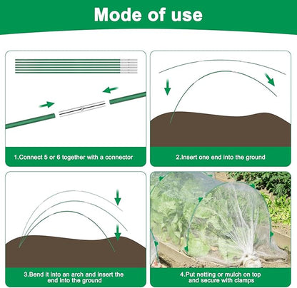 Greenhouse Hoops Grow Tunnel, 6 Sets of 8FT Long Garden Hoops for Raised Beds, Rust-Free Fiberglass Support Hoops Frame for Garden Netting, DIY Plant Support Garden Stakes for Row Cover, 36 Pcs