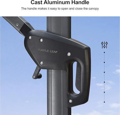 PURPLE LEAF 9 Feet Patio Umbrella with Base Outdoor Cantilever Square Umbrella Aluminum Offset Umbrella with 360-degree Rotation for Garden Deck Pool Patio Light Grey