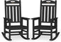Oversized Outdoor Rocking Chairs Set of 2, High Back Porch Rocking Chair, HDPE All Weather Resistant Rocking Chairs for Patio, 380lbs Weight Capacity, Black