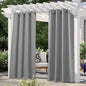 NICETOWN 108" L Outdoor Curtain for Patio Waterproof, Thermal Insulated Stainless Steel Grommet Blackout Outdoor/Indoor Curtain Privacy Protect for Landscape, 1 Panel, 52" Wide, Silver Grey