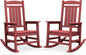 SERWALL Patio Rocking Chairs Set of 2, HDPE Outdoor Rockers for Adults, Oversized All-Weather Porch Rocking Chairs, Red