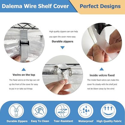 Waterproof Shelf Cover,Durable Dustproof Storage Wire Rack Covers,Outdoor Shelving Covers for Wire Shelves with Zipper 36''x18''x72'',Clear,Cover Only
