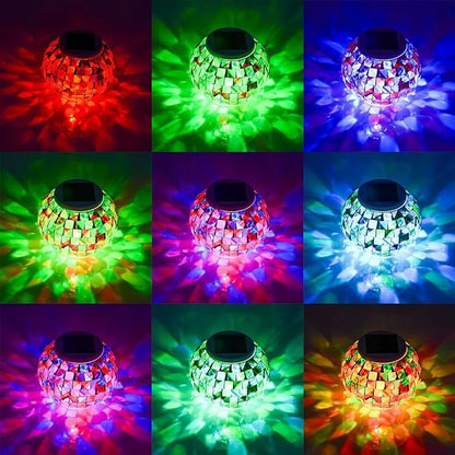 Aukora Color Changing Solar Powered Glass Ball Garden Lights, Table Lamps Waterproof Night Light for Patio, Party, Yard, Room, Bar, Wine Cabinet, Outdoor/Indoor Decorations, Ideal Gift(Mosaic Glass)