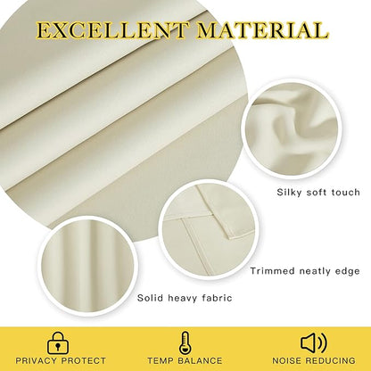 NICETOWN Blackout Curtains for Sliding Glass Door Room Divider Noise Reduce Curtain Panel Portable Window Screen Sliding Partition, W100 x L102 inches, 1 Panel, Beige