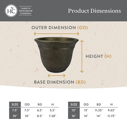 The HC Companies Sierra Round Self-Watering Pot - Lightweight Plastic Planter for Herbs & More - Durable Plant Pots for Indoor Plants & Outdoor Plants (7.5” Rustic Redstone, Pack of 1)