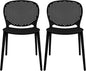 2xhome Set of 2 Patio Dining Chairs | Modern Stackable Outdoor Pool Side Chair | Weather Resistant Plastic for Yard, Porch, Balcony, Kitchen, Black