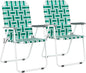 VINGLI Patio Lawn Webbed Folding Chairs Set of 4, Outdoor Beach Chair Portable Dining Chair for ir for Outdoor Yard, Garden(Green, Classic)
