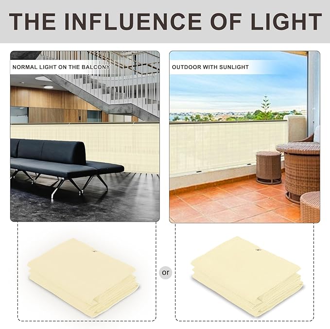LOVE STORY Custom Size 3'x33' Butter Cream Balcony Privacy Screen,UV Block Privacy Fence Screen,90% Shield for Outdoor Pool Garden Apartment Railing