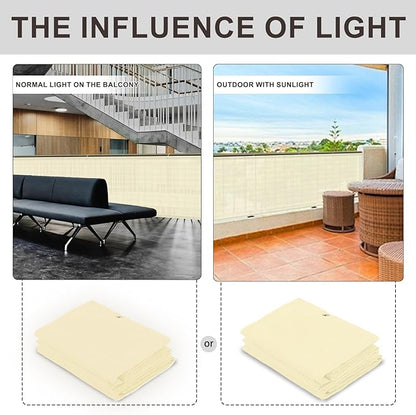 LOVE STORY Custom Size 3'x33' Butter Cream Balcony Privacy Screen,UV Block Privacy Fence Screen,90% Shield for Outdoor Pool Garden Apartment Railing