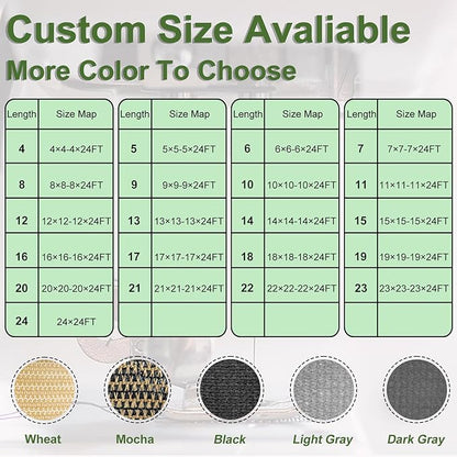 Artpuch Outdoor Pergola Shade Cover 21x22 FT Sun Shade Cloth with Grommets Light Grey 90% UV Protection Canopy Patio Privacy Screen (Customized Available)