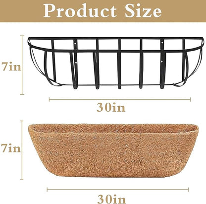 4pack 30-inch Window Sill Window Railing Planters with Cocoa Liner for Outdoor Balconies, Porches, Fences, Patio Railings