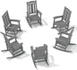 SERWALL Outdoor Rocking Chair Set of 6, Patio Rocking Chair Sets, HDPE Rocking Chair for Adults, Gray
