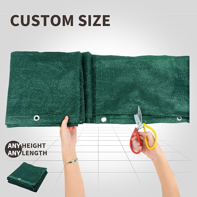 LOVE STORY Custom Size 3'x10' Dark Green Balcony Privacy Screen,UV Block Privacy Fence Screen,90% Shield for Outdoor Pool Garden Apartment Railing