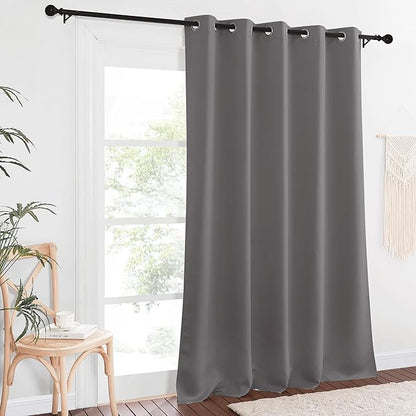 NICETOWN Blackout Gray Curtain 110 inch Length, Grommet Extra Long Thermal Curtain Room Darkening Window Treatment for Living Room/Sliding Door, W66 x L110, 1 Panel