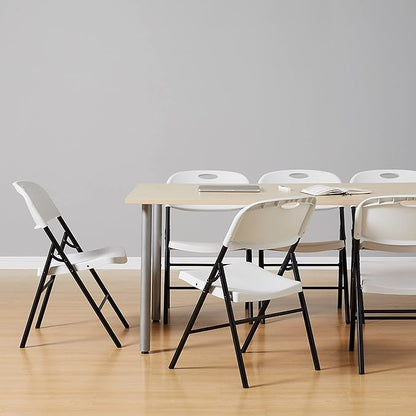 Amazon Basics Sturdy Foldable Plastic Chair, Portable, 350-Pound Capacity, White, 6-Pack