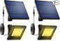Solar Flood Lights Outdoor with 16FT Cable Dusk to Dawn 4400mAh LED Solar Spot Light Waterproof 3000K for Outside, Porch, Barn, Flag Pole, Warm White 2 Pack