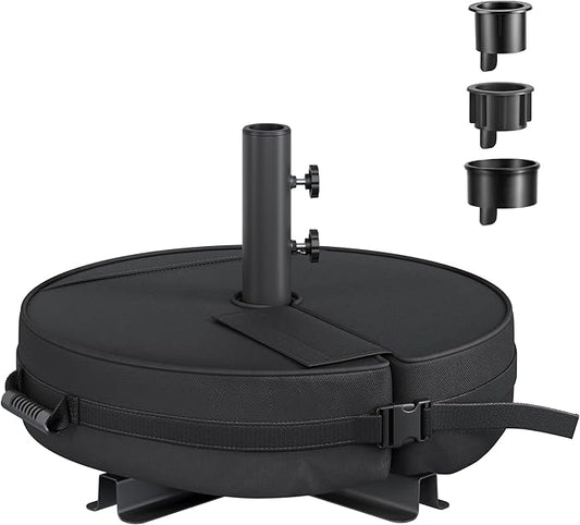 SONGMICS Umbrella Base, Round Patio Umbrella Stand, Sand Fillable Bag 66 lb, for 5-10 ft Umbrellas, Heavy-Duty, for Poles of Different Diameters, Oudoor Beach Lawn, Black UGUB0041B01
