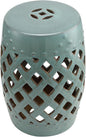 Outsunny 13" x 18" Ceramic Garden Stool with Woven Lattice Design & Glazed Strong Materials Decorative Outdoor Stool, Antique Blue
