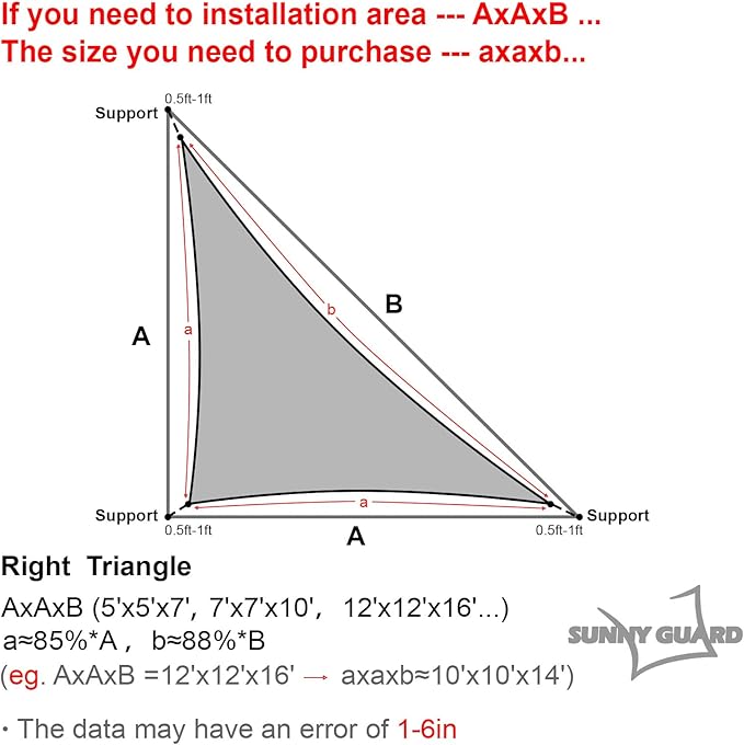 SUNNY GUARD Custom Size 12'x20'x22.4' Peach Fuzz Sun Shade Sail Right Triangle UV Block Shade for Backyard Yard Patio Deck Garden(Customized)