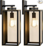 Large Size Outdoor Wall Light Fixtures, Exterior Lighting Fixtures Porch Sconces Wall Mounted, Waterproof Bronze Outdoor Wall Lanterns Lamps, Outside Lights for House Patio Front Door Entryway, 2-Pack