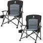 EVER ADVANCED Oversized Folding Camping Chair for Adults, Heavy Duty Lawn Chair with Side Pockets, Portable Collapsible Quad Chair for Outside, Support Up to 500lbs, Black 2PACK