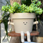 Hanging Planter Swing Face Plant Pot - Cute Resin Head Planters with Drainage Hole Indoor Outdoor Plant Holder, Succulent/String of Pearls Flower Pots, Unique Sitting Sway Pots, Gift Ideas for Mother