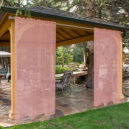 SpaceDresser Waterproof Outdoor Sheer Curtains for Patio - 2 Panels Rod Pocket Indoor Voile Sheer Curtain for Living Room,52W x 84L inch, Blush