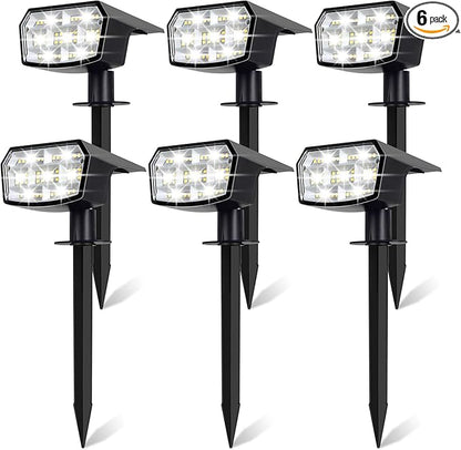 Sucolite 6-Pack Solar Spot Lights Outdoor Waterproof IP65, 3 Lighting Modes 2-in-1 Solar Landscape Spotlights for Yard, 59 LED Solar Powered Wall Lights for Garden Pathway Driveway Walkway, Cool White