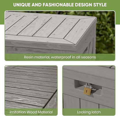 Patiowell 120 Gallon Large Deck Box, Outdoor Lockable Storage Box for Gardening Tools, Waterproof Deck Box for Patio Furniture, Light Brown