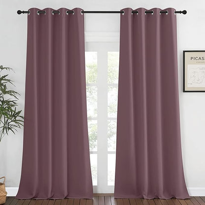 NICETOWN Blackout Living Room Curtain 108 inches Long - Grommet Thermal Insulated Cold & Heat Blocking Window Treatment Sound Reducing Drape for Bedroom (Dry Rose, 1 Piece, W52 x L108)
