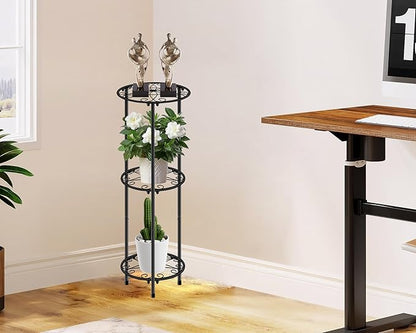 CASIMR Plant Stand Indoor Outdoor, Metal Rustproof Flower Shelf 3 Tier 32.3 inch, Tall Multiple Plant Pot Holder Rack for Garden Patio Living Room Corner Balcony, 2 Pack Black