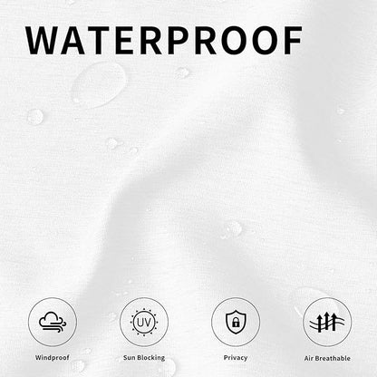 Easy-Going Linen Look Outdoor Curtains Waterproof Windproof Porch Curtains, Soft Thicken Outdoor Privacy Curtains for Patio, Gazebo, Grommet Top and Tab Bottom Drape, 2 Panels, 54x84 inch, White