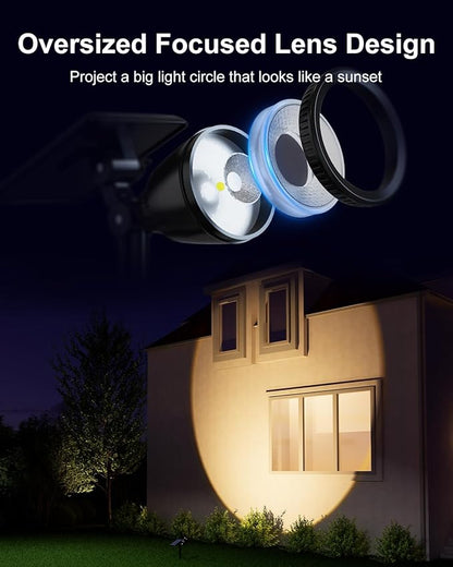 Solar Powered Spot Lights Outdoor Waterproof Super Bright LED Yard Spotlights for Tree, Flag, Lawn, Sculpture, Dusk to Dawn Landscape Uplighting for Outside House Wall Garden Backyard Walkway Driveway